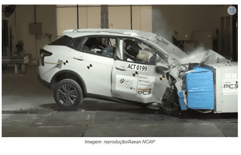 Carro elétrico vendido no Brasil leva nota zero em teste de colisão