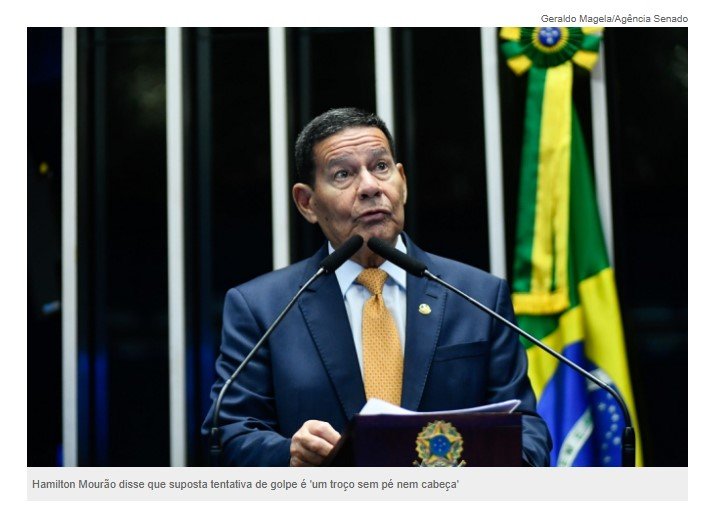 Mourão reconhece articulações sobre suposta tentativa de golpe, mas chama conspiração de ‘Tabajara’