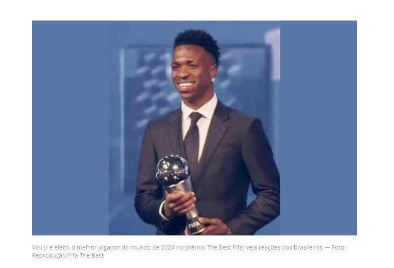 The Best: Vini Jr. é eleito o melhor jogador do mundo pela Fifa