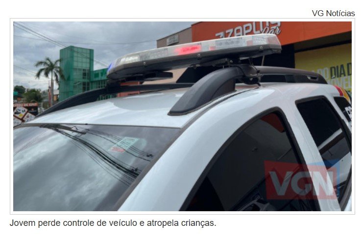 Jovem perde controle de veículo e atropela crianças