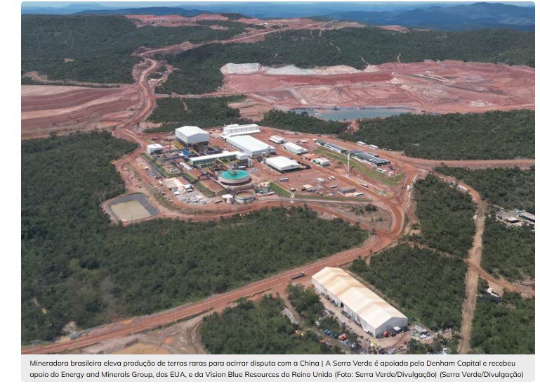 Mineradora brasileira eleva produção de terras raras para acirrar disputa com a China