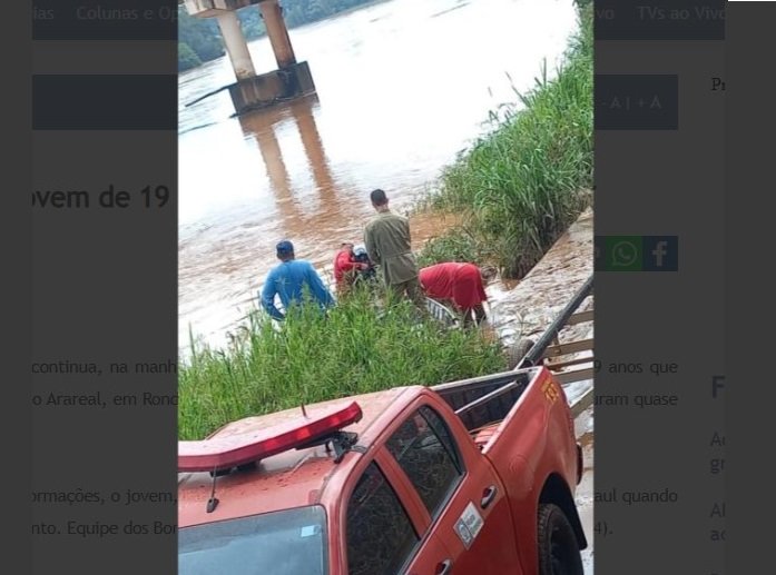 Bombeiros buscam por jovem de 19 anos desaparecido em rio de MT