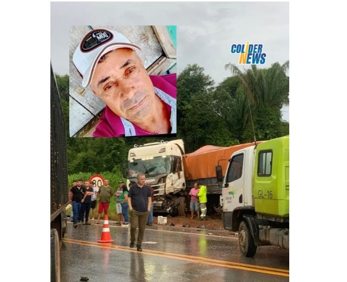Colidense morre em acidente entre caminhões e deixa mais duas pessoas feridas e interdita BR-163