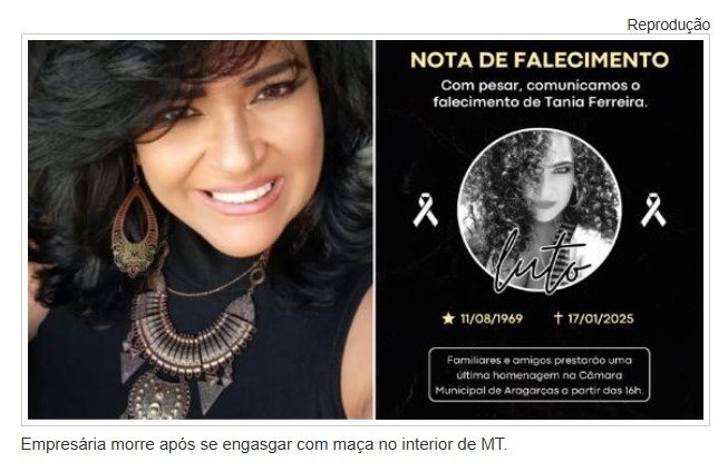 Empresária morre após se engasgar com maçã no interior de MT
