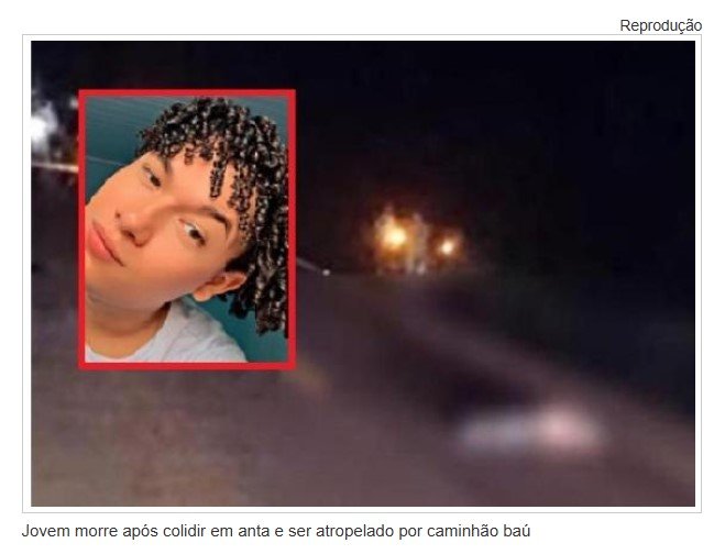 Jovem morre após colidir em anta e ser atropelado por caminhão baú