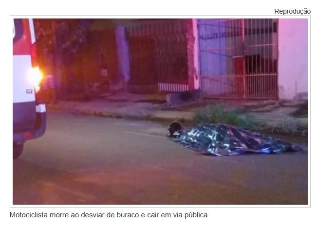 Motociclista morre ao desviar de buraco e cair em via pública