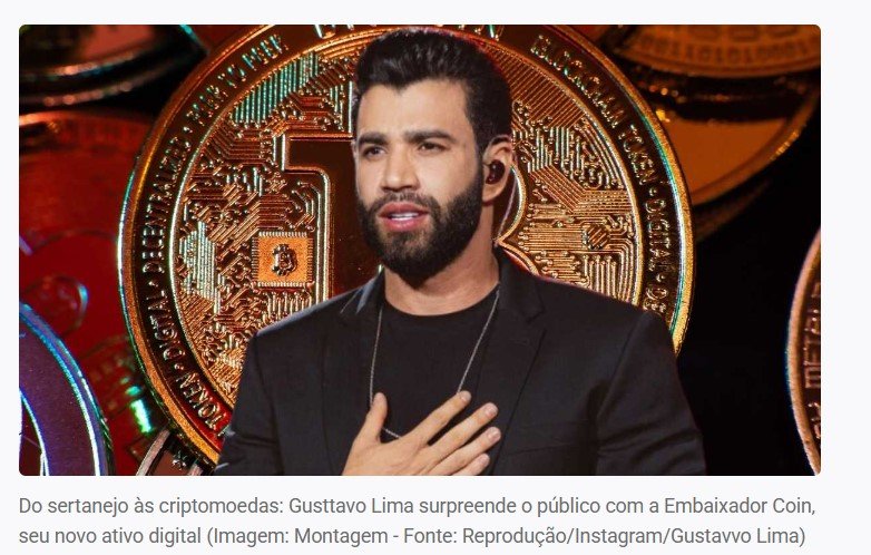 É a criptomoeda do Gusttavo Lima? Conheça ativo criado há menos de um mês com potencial de disparar até 50x neste ano, segundo especialista