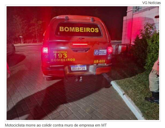 Motociclista morre ao colidir contra muro de empresa em MT