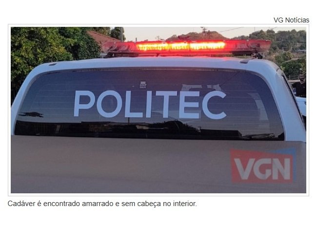 SINOP: Cadáver é encontrado amarrado e sem cabeça