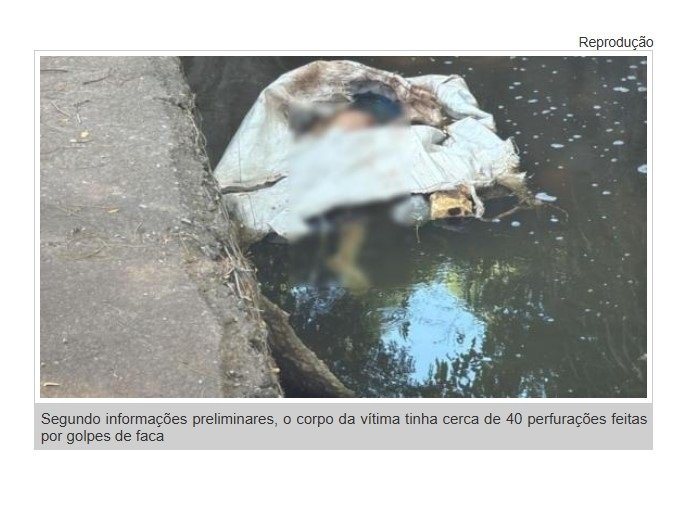 Corpo é encontrado enrolado em saco plástico dentro de córrego