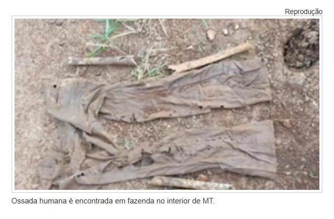 Ossada humana é encontrada em fazenda no interior de MT
