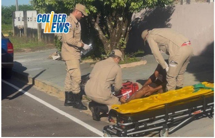 COLÍDER: Homem sofre queimaduras de 1 e 2º grau em sua perna e atendido pelos Bombeiros. (Vídeo)