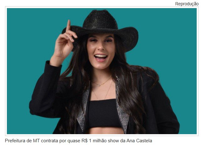 Prefeitura de MT contrata por quase R$ 1 milhão show da Ana Castela