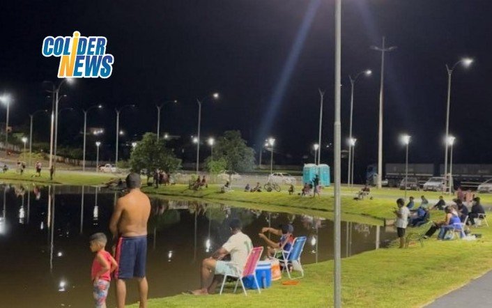 COLÍDER: Povo não esperou nem o dia amanhecer para pegar o peixe nos lagos da nossa cidade. (Vídeo)