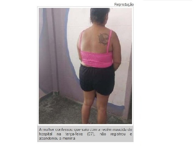 Mulher diz que jogou bebê recém-nascida no lixo porque não tinha condições de criar