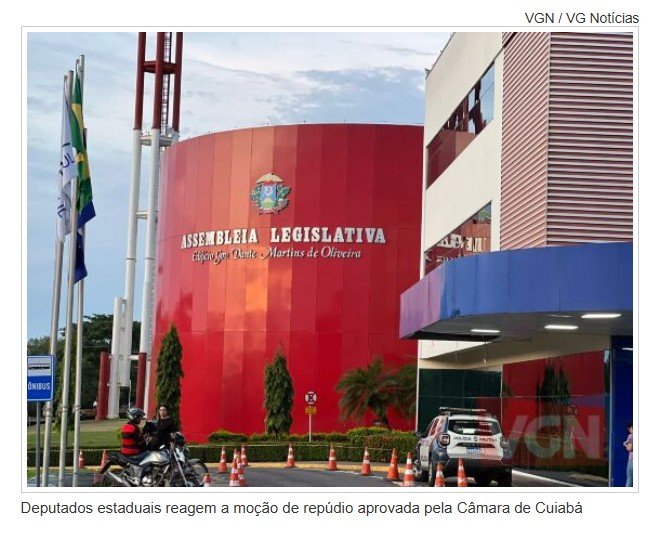 Deputados estaduais reagem a moção de repúdio aprovada pela Câmara de Cuiabá