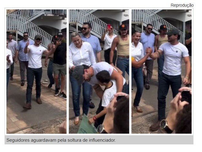 VÍDEOS: Ao lado de prefeito, influenciador é solto após passar a noite na cadeia em MT