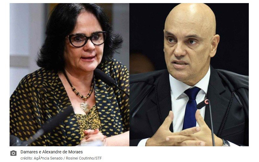 Damares sugere que Alexandre de Moraes faça exame de sanidade mental