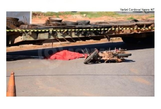 Motociclista tem cabeça esmagada por carreta em MT