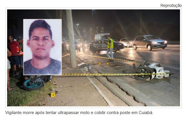 Vigilante morre após tentar ultrapassar moto e colidir contra poste