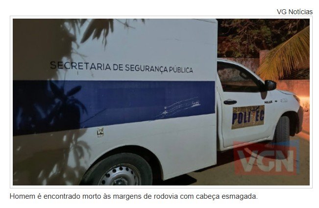 Homem é encontrado morto às margens de rodovia com cabeça esmagada