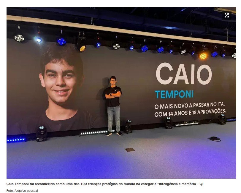 Superdotado e cursando duas faculdades: quem é o mineiro de 16 anos reconhecido como uma das 100 crianças prodígios do mundo