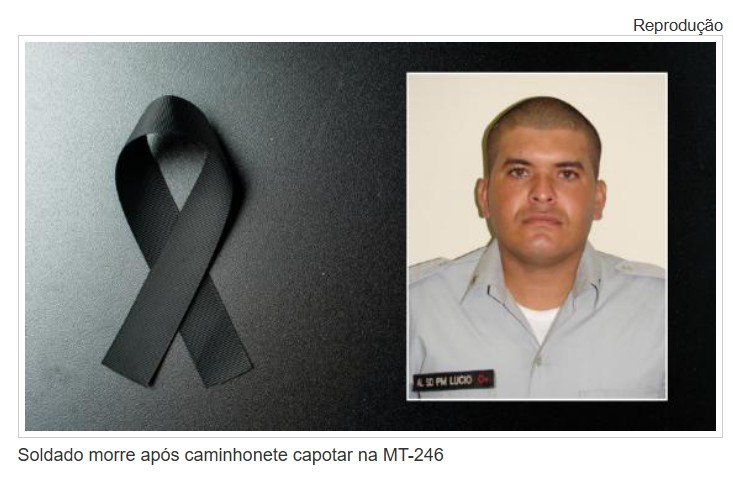 Soldado morre após caminhonete capotar na MT-246