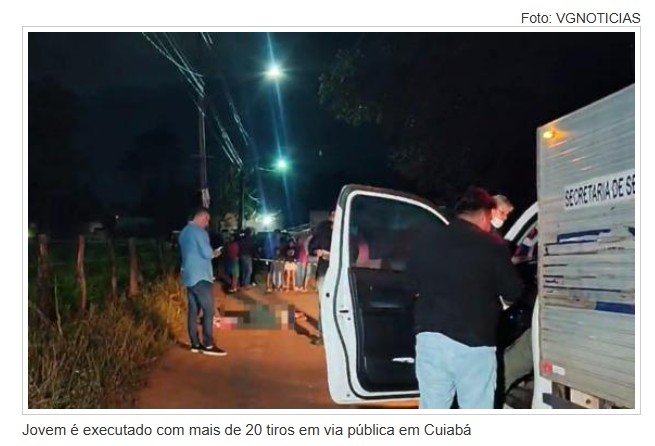 Jovem é executado com mais de 20 tiros em via pública capital do estado.