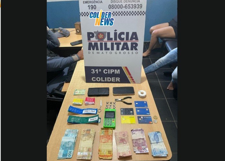 COLIDER: Casal de estelionatários são presos com cartões e maquininha e grampos.(Video)