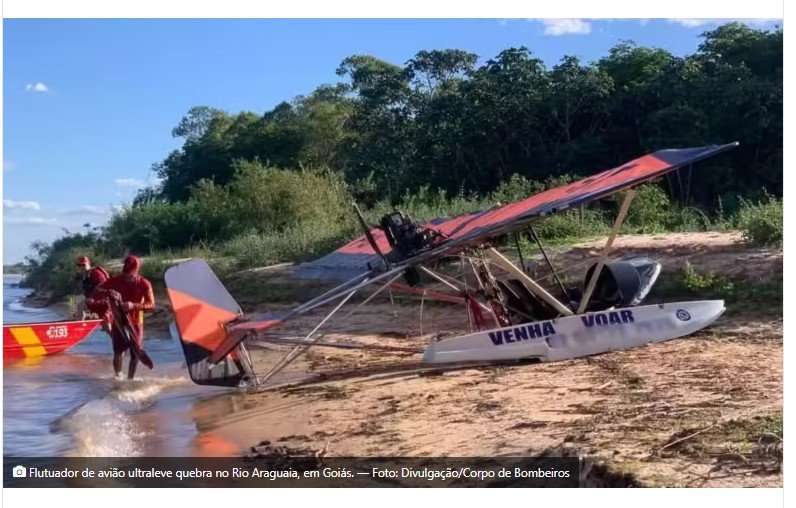Flutuador de avião quebra e piloto afunda no Rio Araguaia, dizem bombeiros