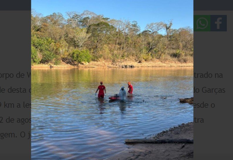 Corpo de jovem é encontrado 11 dias após se afogar em rio