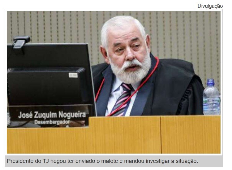 PM manda entregar malote com dinheiro na sede do TJ em nome de presidente; 'Estou estarrecido', diz Zuquim