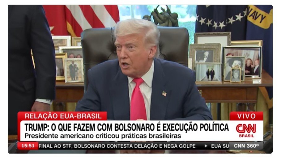 Trump diz que Brasil tenta fazer 'execução política' com Bolsonaro