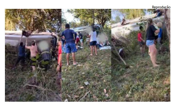 MT: Micro-ônibus tomba em ribanceira e deixa 2 mortos e 34 feridos