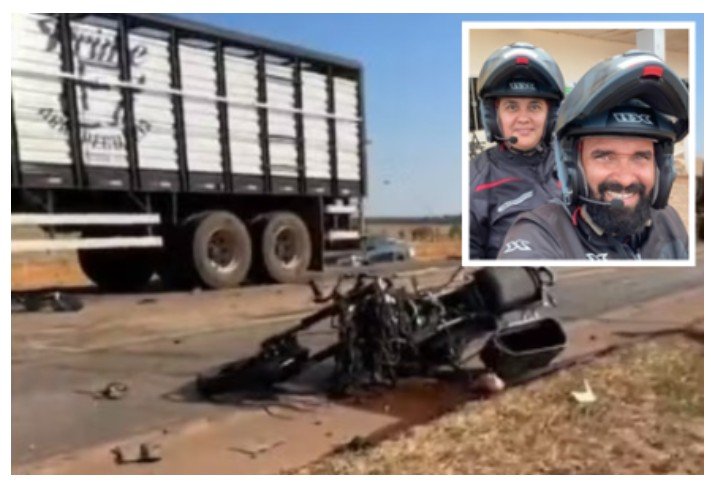 SINOP: Casal de empresários morre e outras 2 pessoas ficam feridas em acidente entre motos, carretas e carro na BR-163