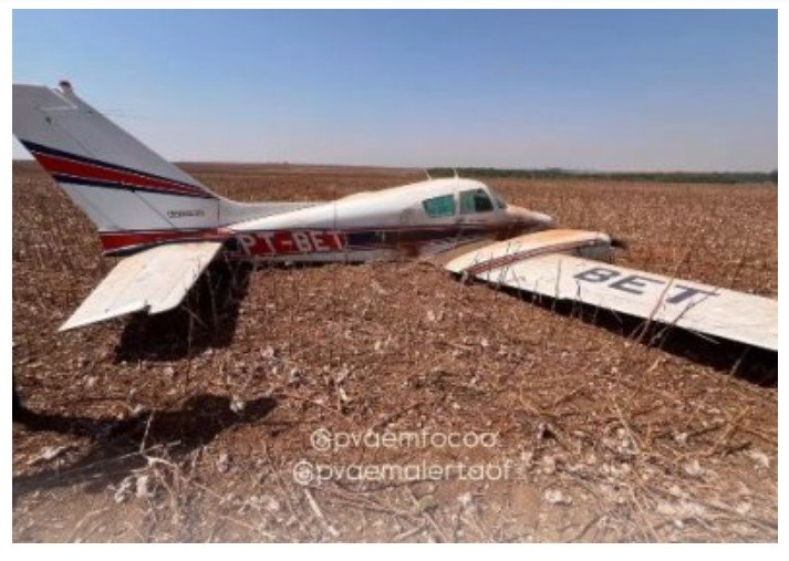 Avião faz pouso forçado em plantação no interior de MT