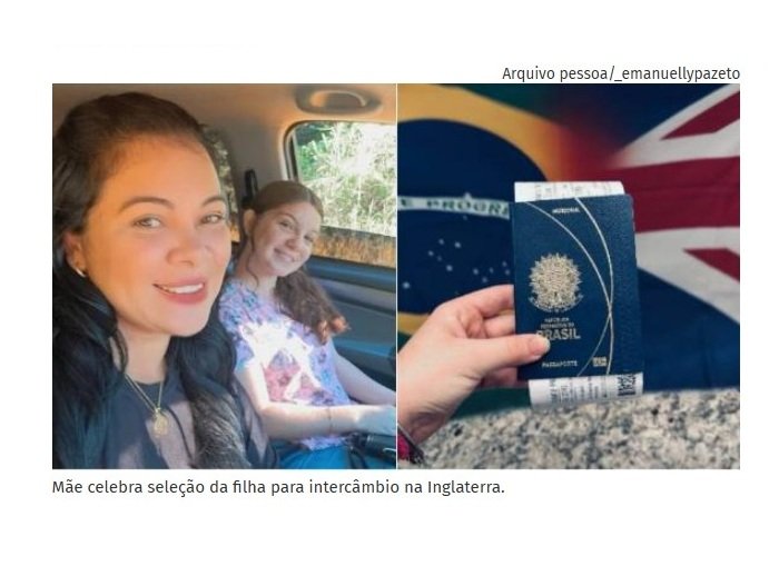 Mãe celebra seleção da filha para intercâmbio na Inglaterra