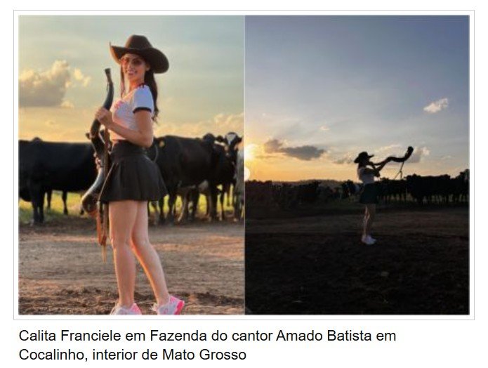 Miss MT e mulher de Amado Batista posa em fazenda de R$ 800 milhões