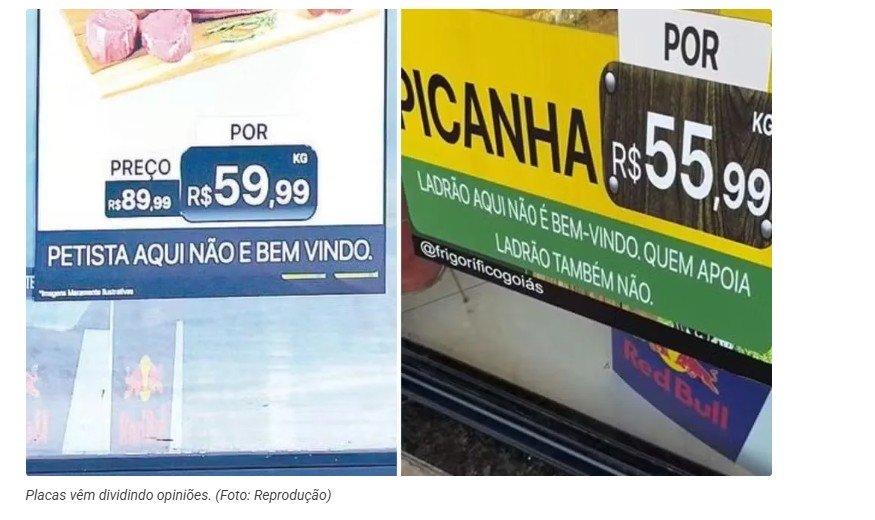 Após Justiça determinar retirada de placa contra petistas, estabelecimento coloca anúncio com outra provocação