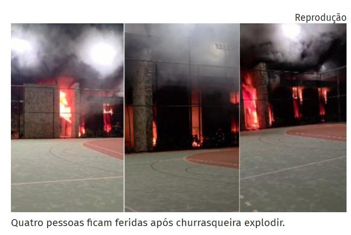 Quatro pessoas ficam feridas após churrasqueira explodir