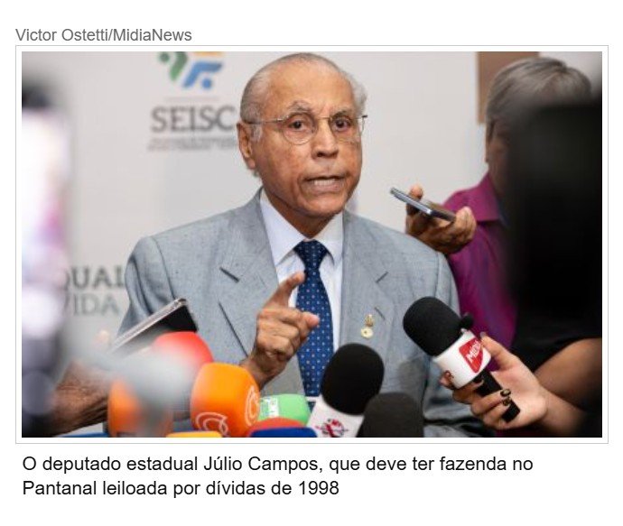Juíza manda leiloar fazenda de Júlio para pagar dívida de campanha