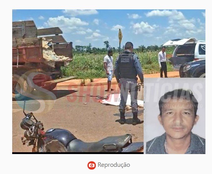 Grave acidente entre caminhão e motocicleta tira a vida de homem de 38 anos em cidade de MT.