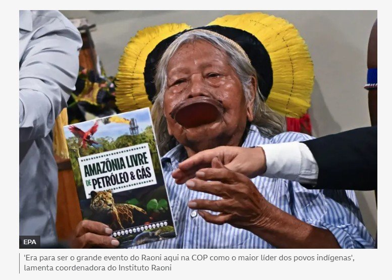 O protesto de Raoni, maior liderança indígena do Brasil, por não discursar oficialmente na COP30