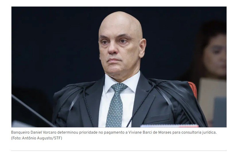 Escritório da esposa de Moraes tinha contrato de R$ 129 milhões com o Banco Master