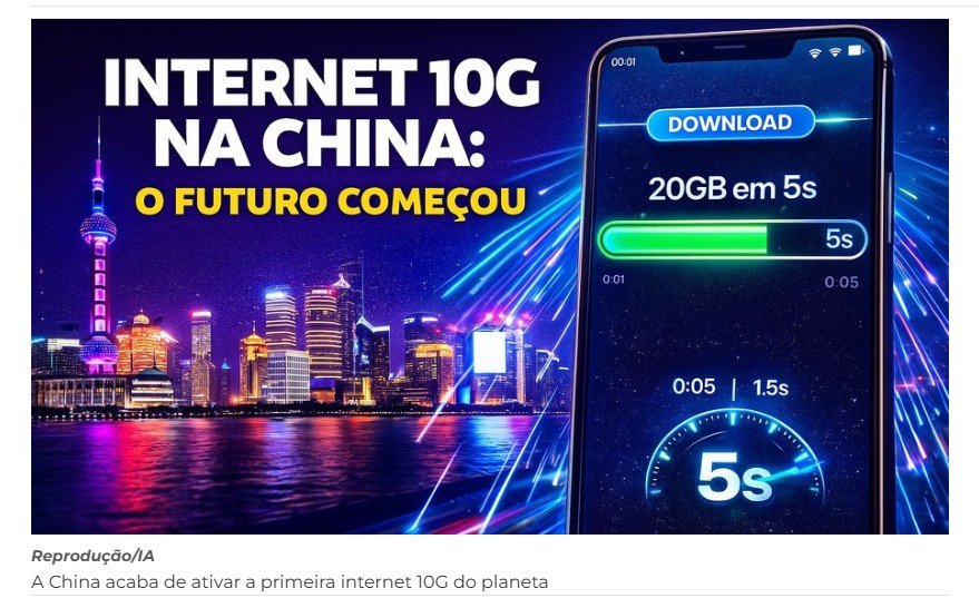 A China acaba de ativar a primeira internet 10G do planeta