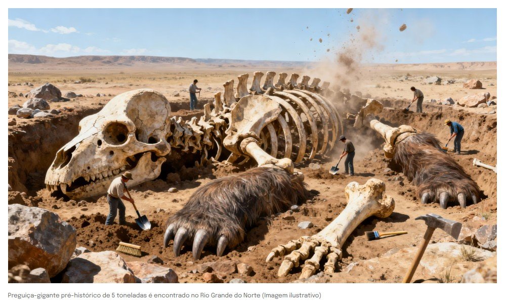 Preguiça-gigante pré-histórico de 5 toneladas é encontrado no Rio Grande do Norte