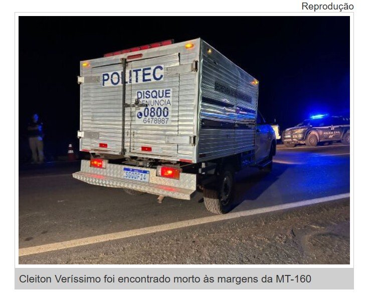 Homem é encontrado morto com sinais de espancamento às margens da MT-160
