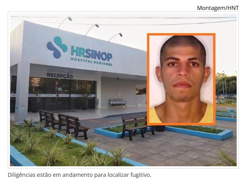 Preso que aguardava para fazer cirurgia pula janela de hospital regional de Sinop e foge