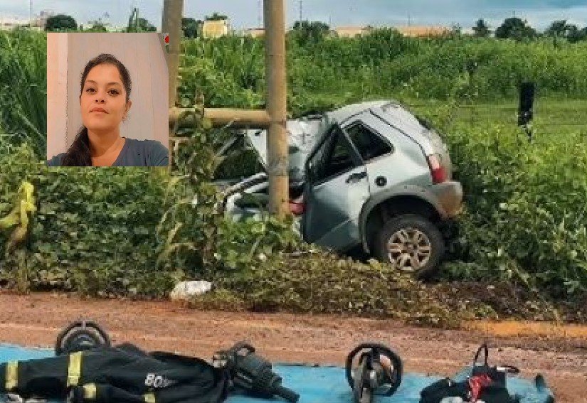 Mulher em Sinop perde o controle do veículo, colide em poste e morre