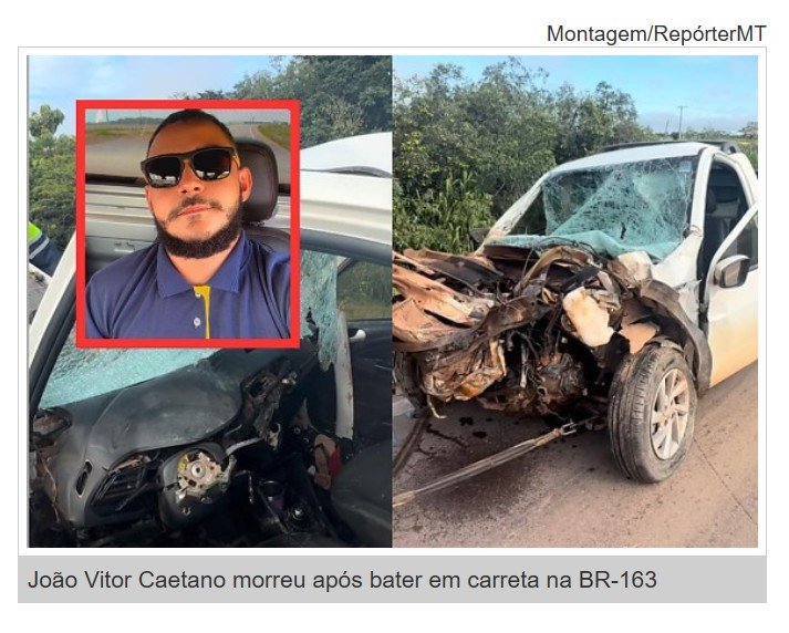 Empresário de 27 anos bate Saveiro na traseira de carreta e morre na BR-163